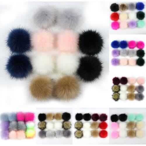 12PCs False Hairball Hat Ball Pompom Fake Fox Fur Ball DIY Handmade Clothing Hat Accessories 8cm Hat Ball Pompom Hand Sewing