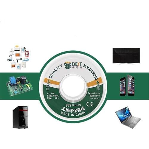 40g 0.4/0.8mm Solder Wire Roll Sn99.3/Bi0.7 Tin Lead-Free Rosin Core Soldering Welding Line Welding Flux Soldering Tool