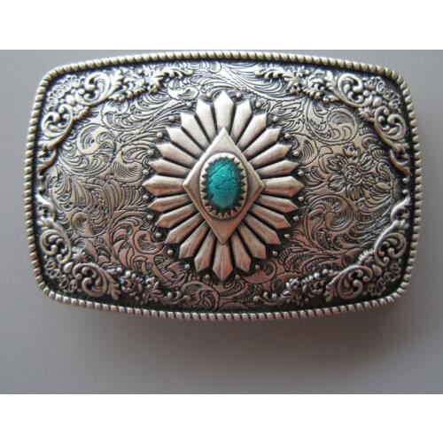 Antique Silver Plated Southwest Totem Rectangle Belt Buckle also Stock in US WT144SL