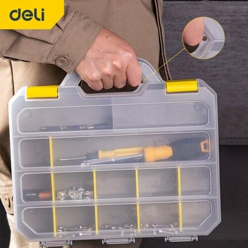 Deli Adjustable Transparent Plastic Storage Box for Terminal Small Component Tool Box Pills Organizer Hardware Tools