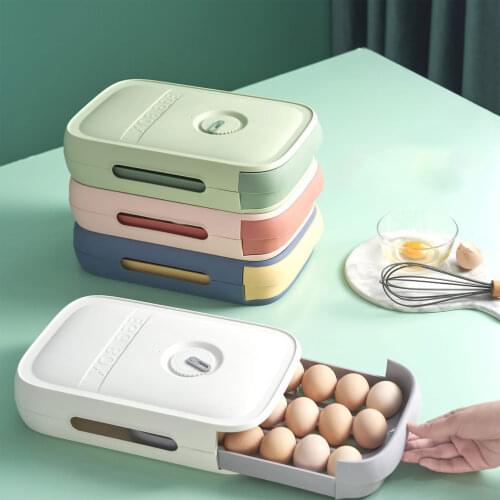 Refrigerator Eggs Holder Organizer Box Food Container Auto Scrolling Egg Storage Box Durable Drawer Box Case Kitchen Supplies