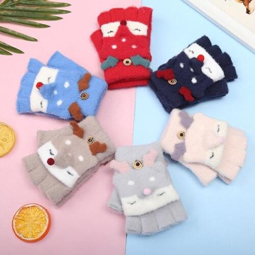 Outdoor Childrens Gloves Autumn And Winter Plus Velvet Warmth And Thickening Cute Animal Shape Cold-proof Mittens