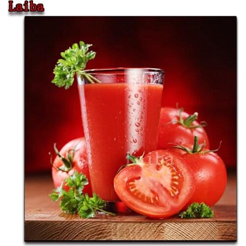 DIY diamond painting Tomato Juice diy embroidery cross stitches full drillHome Wall Decor diamond rhinestone wallpaper mosaic