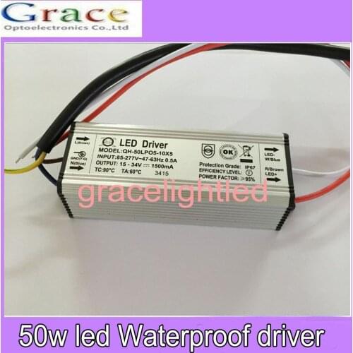2pcs/lot 1500mA 50W LED Driver DC15-34v Power Supply IP67 Waterproof Constant Current Driver For FloodLight High Power LED