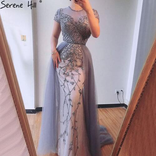 Dubai Crystal Short Sleeve Prom Dresses Design 2020 Luxury Mermaid Sexy Prom Gowns Serene Hill BLA60960