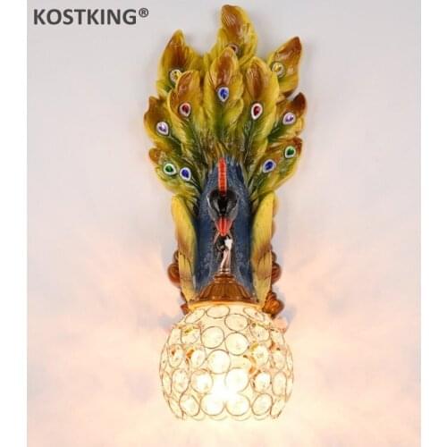 European wall lamp bedroom lamp living room hotel project deluxe aisle staircase creative peacock French decoration LED light