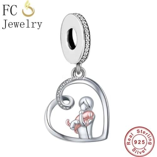 FC Jewelry Fit Original Charm Bracelet 925 Sterling Silver Girl and Dog Are Best Friends Bead For Making Women Berloque 2021
