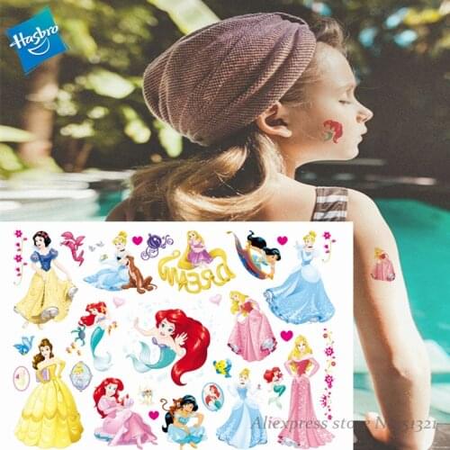 Hasbro Mermaid Princess Arie Snow White Children Cartoon Temporary Tattoo Sticker For Girl Cartoon Toy Waterproof Girl Gift