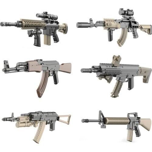 6pcs Gun Model MILITARY Assemble Weapon Sniper Assault Rifle CS AK47 SVD M4A1 ACR SWAT Building Blocks Bricks Toys Boys Children