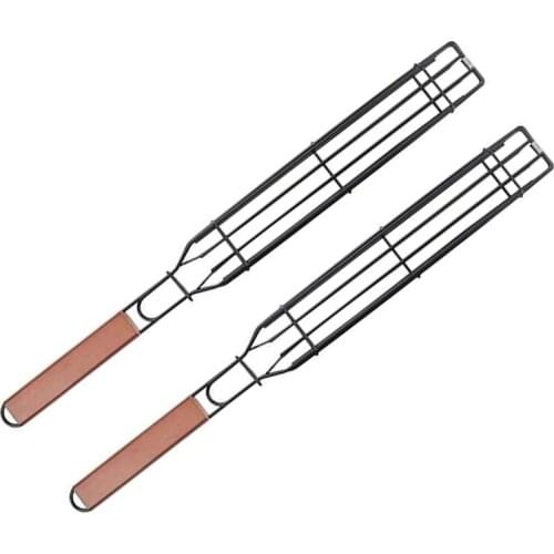 BBQ Tools Wooden Handle Barbecue Basket Barbecue Net Kitchen Cooking Gadgets Lazy Barbecue Tools