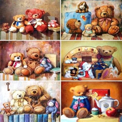 Full Drill Square Diamond Painting 5D Cartoon Bear DIY Diamond Art Embroidery Cross Stitch Home Decoration