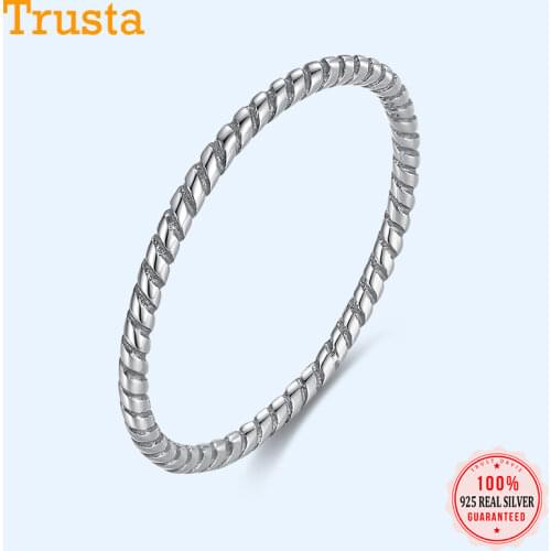 Trustdavis Authentic Minimalist 925 Sterling Silver FASHION Twist Lines Finger Ring For Trend Women Wedding Jewelry Gift DA1009