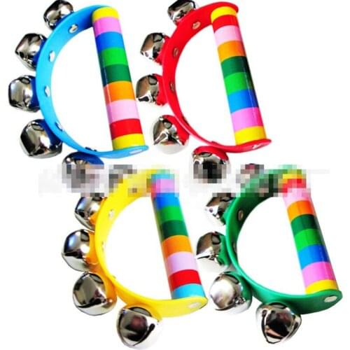 Random Little Hand Held Bell Random Single Creative Kids Development Cute Colorful Half-round Hand Bells Hold Jingle Toy
