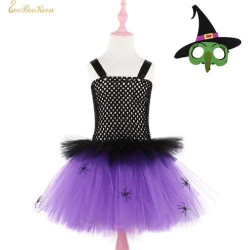 Witch Cosplay Costume For Girls Tutu Dress Bat Costume 1-12Years children Anime Halloween Copslay Costume Movie Role play Suit