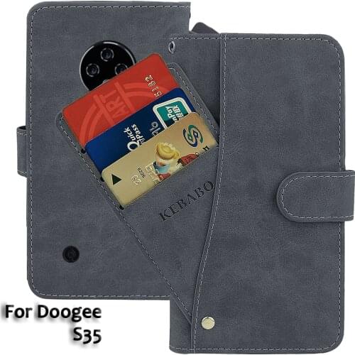 Leather Wallet Doogee S35 Case 5" Flip Fashion Luxury Front Card Doogee S35 Cases Cover Business Magnetic Phone Bags