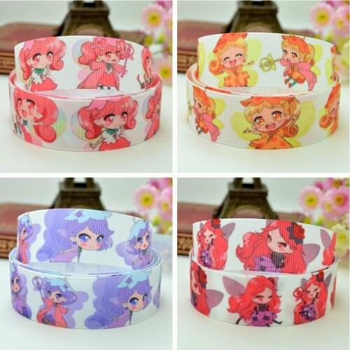 10 Yards 22mm 7/8" Cute Girls cartoon Printed grosgrain ribbon hair bow Headwear DIY hair accessories retail B0929