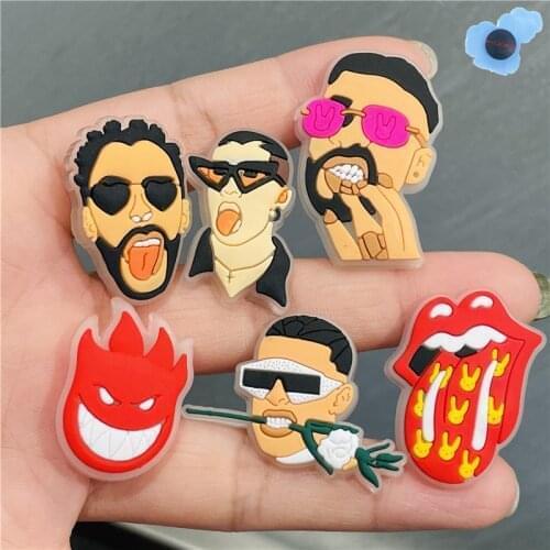 Hot Sales 1pcs Luminous Tongue Fire PVC Shoes Accessories Garden Shoe Decorations Fit Croc Jibz Charm Kids Birthday Gifts