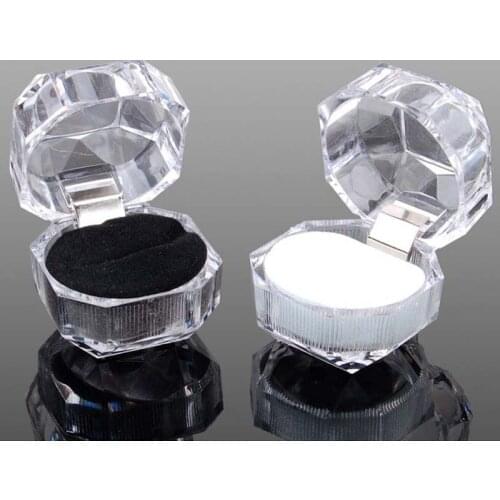 20pcs/lot Three Color Options Hot Sale Jewelry Package Ring Earring Box Acrylic Transparent Wedding Packaging Jewelry Box
