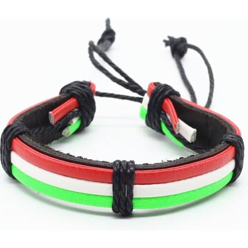 Fashion Handmade Wrap Rope Weave Braid Female Flag Color Femme Homme Male Genuine Leather Bracelet For Women Men Jewelry