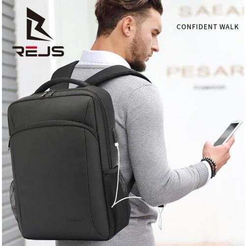 REJS LANGT Mens Backpack Business 15.6 Inch Laptop Backpacks with Charing Large Capacity Bag Oxford Waterproof Travel Mochlia