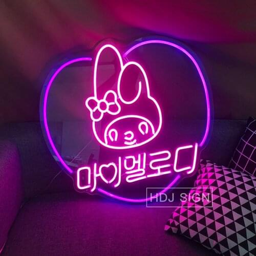 Melody Rabbit Custom LED Neon Sign INS Wall Decor For Bedroom Cafe Store Party Creative Wall Decor Gifts For Girls