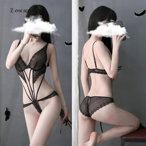 2021 new womens underwear perspective lace pajamas bodysuit women Backless sexy lingerie erotic lingerie