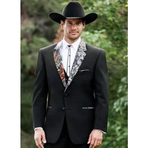 New Camouflage Tuxedos Unique Single-Breasted Camo Mens Wedding Suits Notched Lapel Groom Wear Prom Suits For Men(Jacket+Pant+Ve