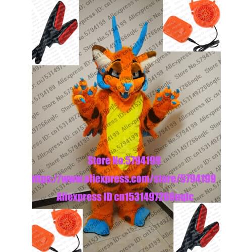 ORANGE YELLOW DRAGON HUSKY Dog Wolf Furry Fursuit Suit Costume Cosplay Animal Party Fancy Dress Carnival Birthday Gift