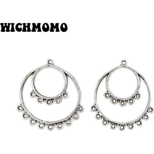 2020 New 5pieces/bag 36*33mm Zinc Alloy Two Rounds Connector Charms Linker for DIY Earrings Necklace Jewelry Accessories