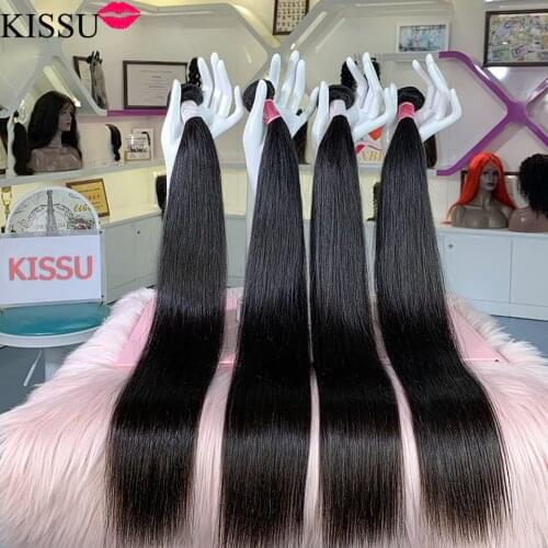 KISSU Wholesale Bone Straight Hair Bundles 100% Human Hair Bundles Deals Brazilian Hair Weave Bundles Weft Hair Extension