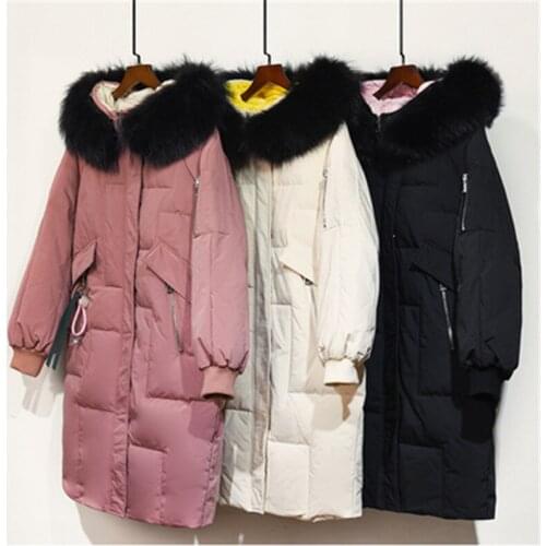 Women Down Jacket 2019 New Winter Coat big Real Fur Collar Women Long Paragraph Thickening Warm Hooded For Female Parka 858