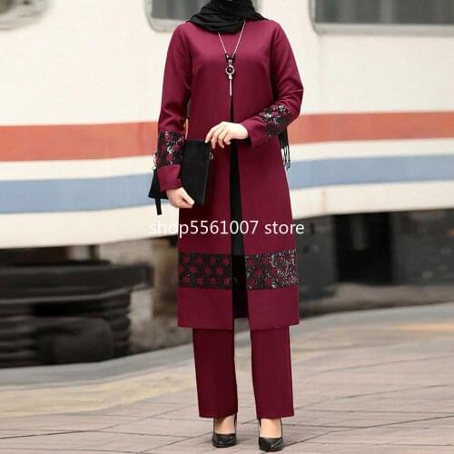 Ramadan Eid Mubarak Kaftan Dubai Abaya Turkey Hijab Muslim Dress Sets Islam Clothing For Women Ensembles Musulman Robe Femme Ete