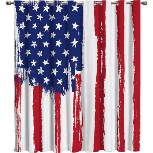Hand-Painted, Graffiti-Style American Flag Window Treatments Curtains Valance Room Curtains Large Window Bathroom Home Decor