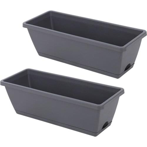 SHGO HOT-2 Packs Self Watering Planters Rectangular Plant Pot, Modern Decorative Flower Pot/Window Box for All House Plants