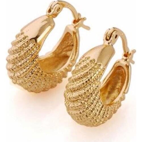 Pure yellow gold GF Carved hoop earring 22*18mm lady/women new jewelry Unconditional Lifetime Replacement Guarantee