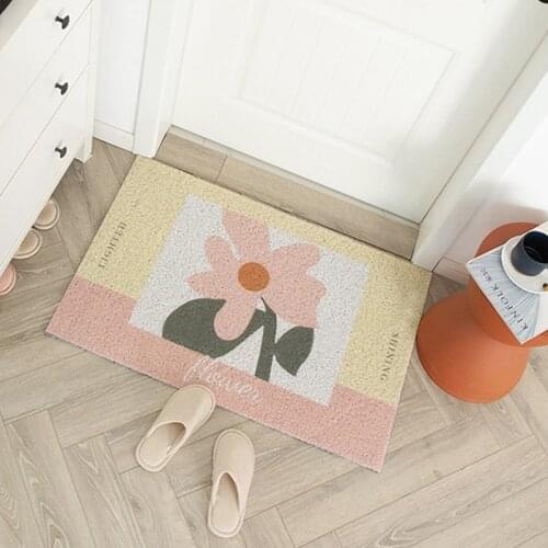 Nordic Flower Dust-proof Door Mat Kitchen Bedroom Bath Living Room Carpet Custom Size Home Entrance Door Mat PVC Anti-slip Mat
