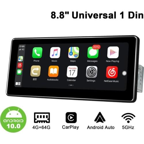 8.8" Single Din Android10 Car Radio Carplay DSP Subwoofer SPDIF Optical Output 5GWIFI IPS1280*480 Split-screen 4G SIM Card DAB