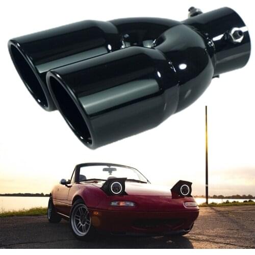 50LC Universal Stainless Steel Dual Rear Noise Canceller Car Exhaust Pipe Muffler Tail Pipe Double Outlet Tailpipe