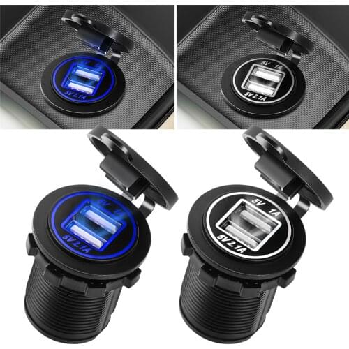 Universal Car Charger USB Vehicle DC12V-24V Waterproof Dual USB Charger 2 Port Power Socket 5V For Automobiles Motorcycles
