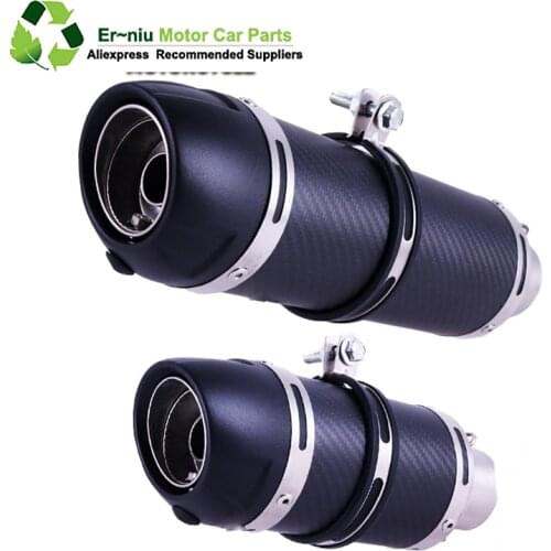 E-Mark Universal Motorcycle Real Carbon Fiber Slip On Exhaust Muffler Pipe Escape with DB Killer for Most Motorcycle