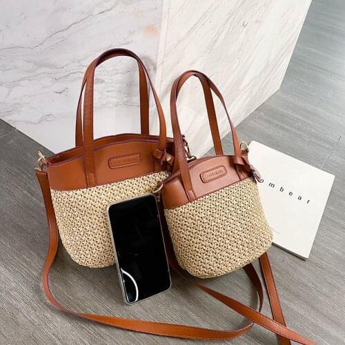 Women Casual PU Crossbody Handbag Classic Texture Creative Design Chic Woven Knit Splicing Travel Totes Shoulder Bags