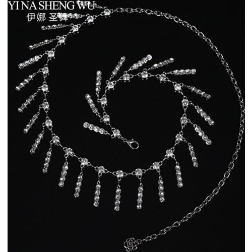 1 Piece Dance Waist Chain Women Belly Dance Sparkle Rhinestone Waist Belt Dance Accessories Belly Dance Rhinestone Belt Silver