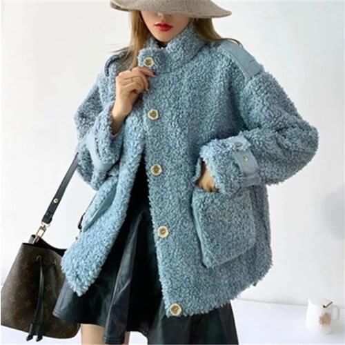 Winter Faux Fur Coats Womens Combined Suede Thick Fur Jackets Fashionable Lamb Wool Faux Fur Casual Coats Fleece Loose Jackets