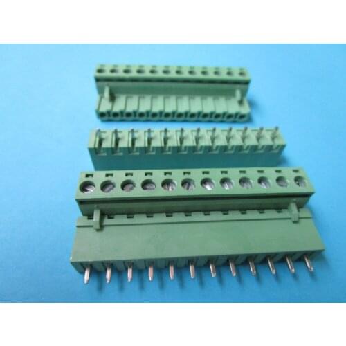 15 Pcs Close Straight 12 pin/way Pitch 5.08mm Screw Terminal Block Connector Green Color Pluggable Type With Straight pin