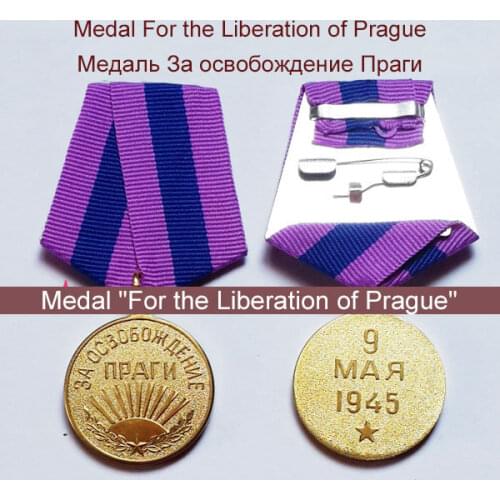 2*32mm CCCP Medal USSR Badge Soviet Union Liberated Prague Russia Military Decoration Soviet Union WW II Souvenir Gifts