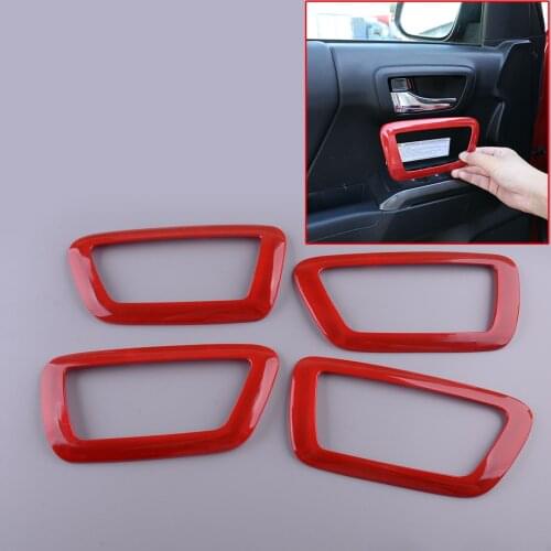 4Pcs/set Car Inner Front & Rear Door Handle Bowl Cover Frame Bezel Trim Red ABS Fit for Toyota Tacoma 2016 2017 2018 2019 2020