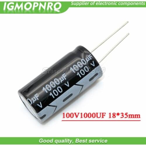 5PCS 100V1000UF 18*35mm 1000UF 100V 18*35 Aluminum electrolytic capacitor