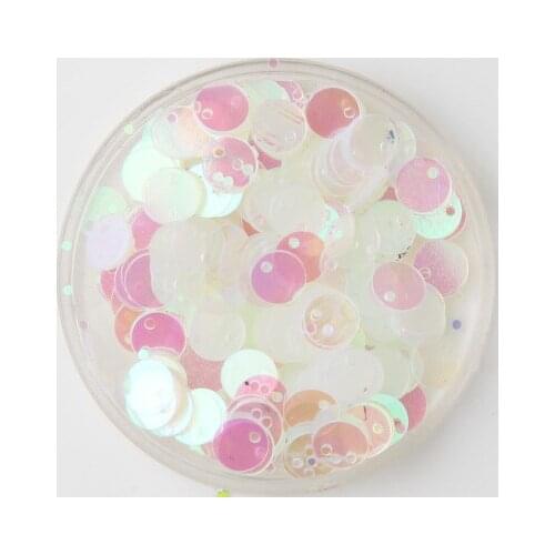 50g (4000pcs) 6mm White AB Transparent Flat Round Sequins For Craft PVC DIY Garment Sewing Wedding Accessories With 1 Side Hole