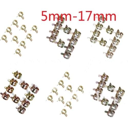 500 pcs 5 mm-17mm Vacuum Spring Clips Action Hose Clamps Fuel Line Hose Tubing Spring Clips Clamps Steel Motorcycle Scooter ATV