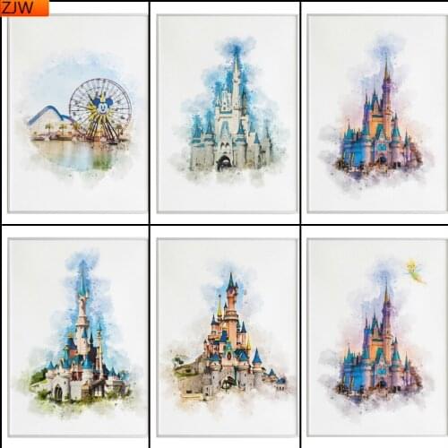 Diamond Painting 5D DIY Princess Fairy Fantasy Castle Diamond Inlaid Full Diamond Embroidery Living Room Home Decoration Disney